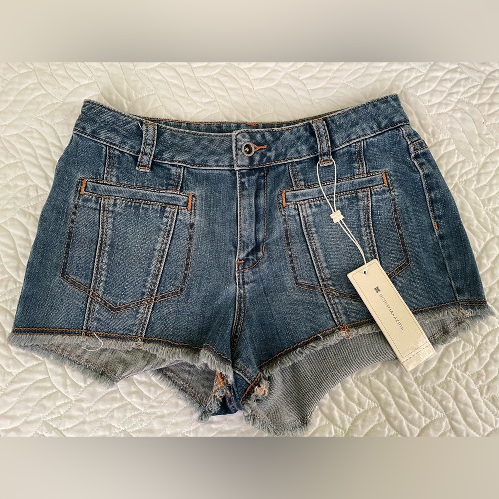BCBGMaxazria Franko Frayed Cut-off Denim/Jean Shorts